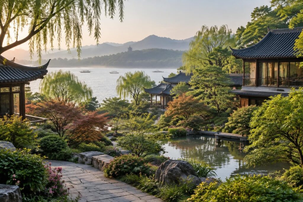 découvrez le four seasons hotel au bord du lac de l’ouest à hangzhou : paysages emblématiques, jardins paisibles et trésors du zhejiang à explorer.