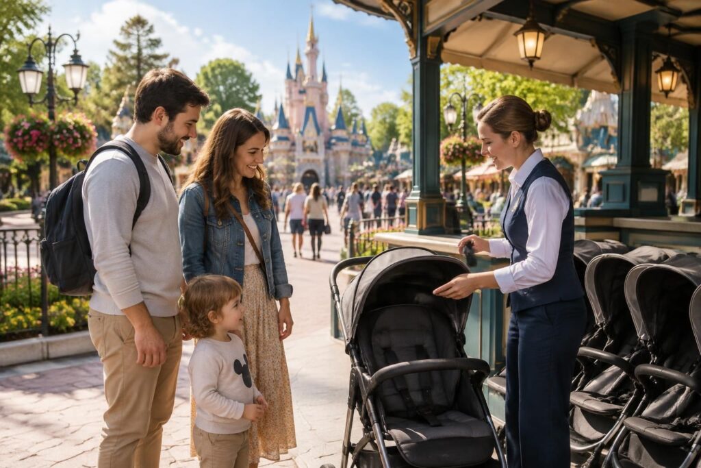 découvrez le prix de location d’une poussette à disneyland paris, les conditions à connaître et les points de location dans les parcs.